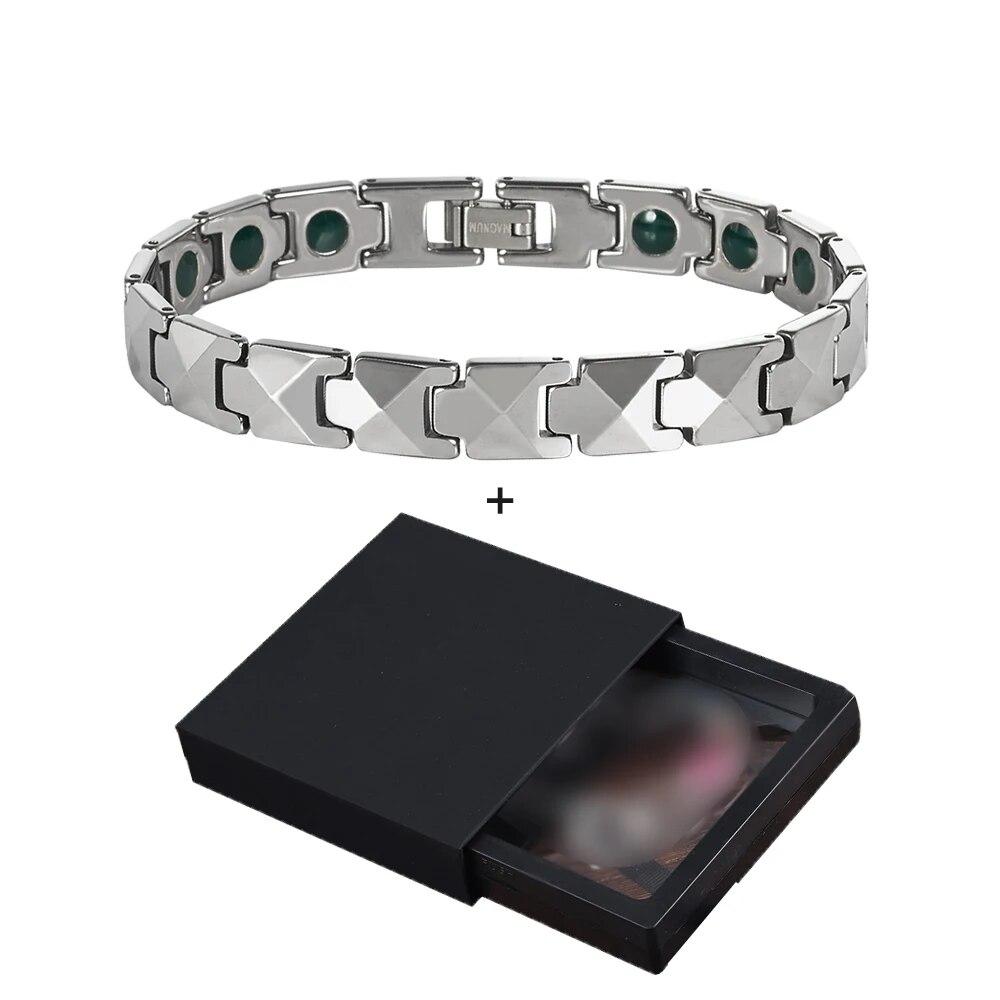 Evig Ripesikker Volframkarbid Armbånd Menn Grønn Turmalin Gullfarget 20/21cm Smykker Vanntett