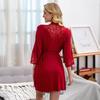 Plus Size Modal Cotton Lace Sleepwear - Women's Solid Color Loose Nightgown/Bathrobe