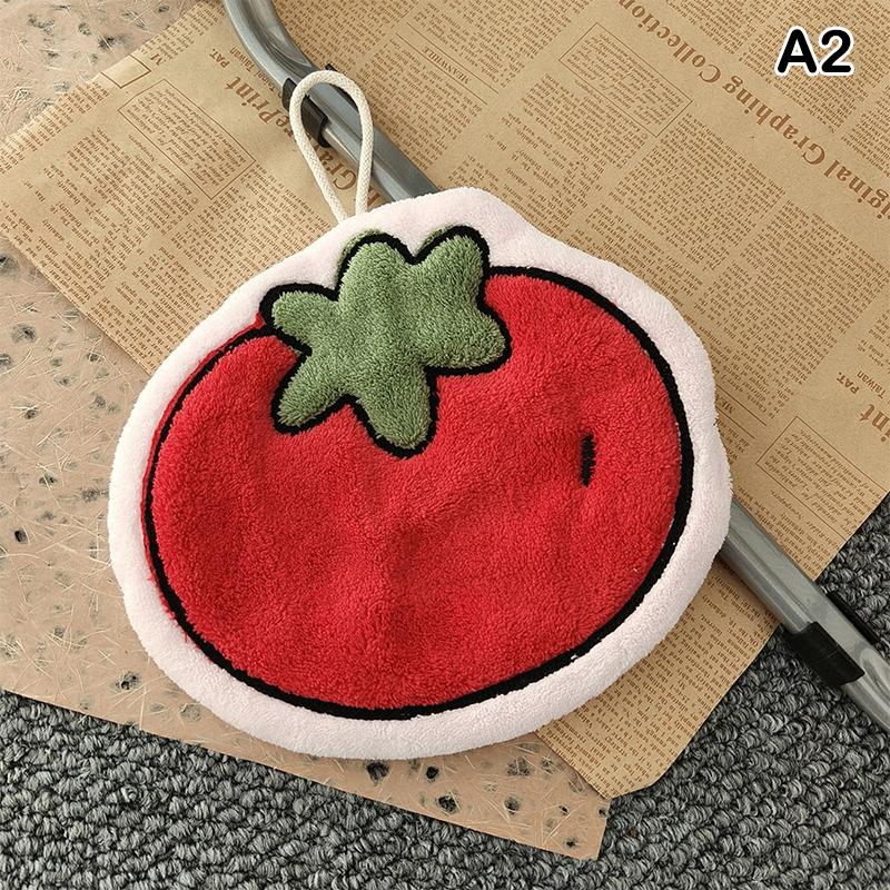 Cute Vegetable Shape Plush Towels - Carrot/Tomato/Pepper Kitchen Washcloths, Hanging Soft Absorbent Cleaning Cloths