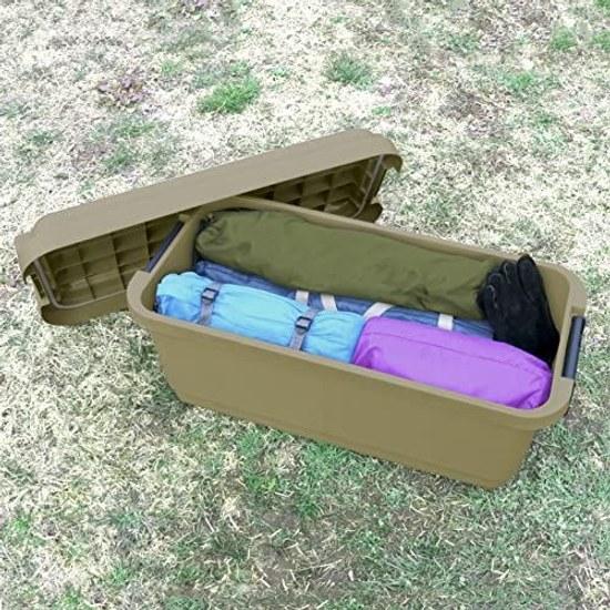 JEJ Astage Storage Box Made Japan Simple Sealed Type Packing Outdoor Camp Stool Load Capacity 100kg Stackable Gran Pot 73L GPD-840S Sand Beige Width