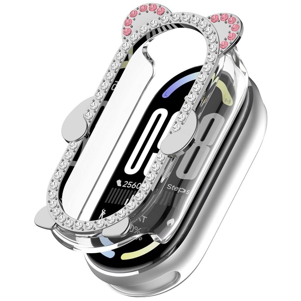 Diamond PC Protective Case Anti-Scratch Cute Bear Screen Protector Bling Hollow Decorative Watch Bumper for Xiaomi Band 9