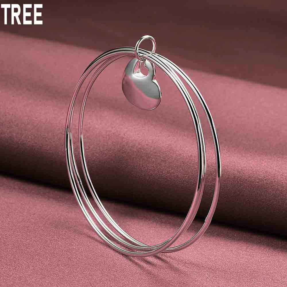 925 Sterling Silver Three Ring Heart Bracelet Fashion Charm Wedding Jewelry