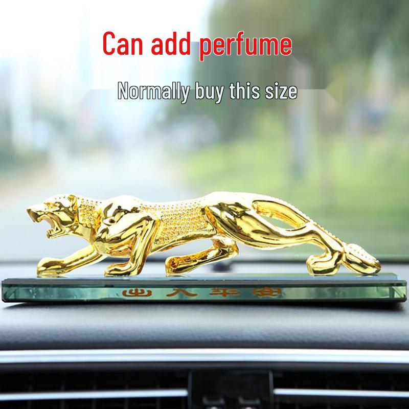 Golden Leopard Car Perfume Ornament: Creative Center Console Decoration for Men