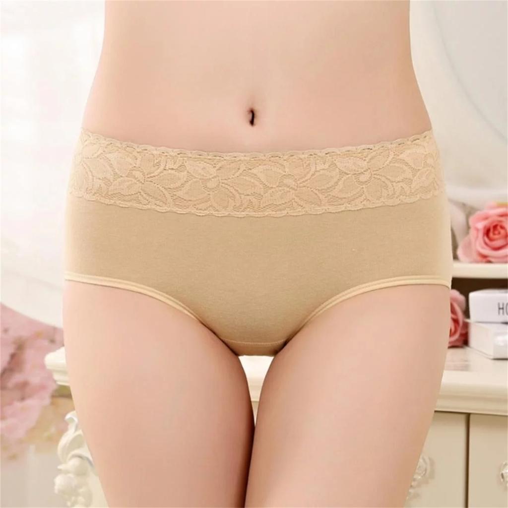 3 Pack Women Lace Cotton Panties Soft Breathable Comfortable Underwear Daily Briefs