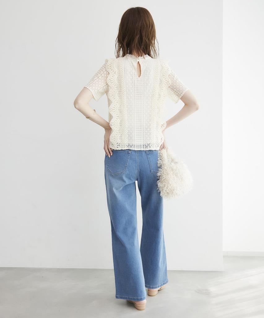 ROPE PICNIC Retro Short Lace Blouse, Women's, Off-White (15)