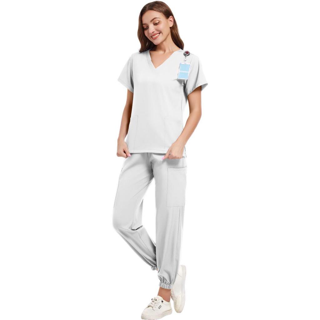 Women's V-Neck Short Sleeve Handwashing Suit for Medical Professionals