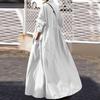 JINJUDUO Vintage Long Sleeve Solid Color Loose Cotton Linen Dress with Vintage Ethnic Style for and Winter Women's Hem, Spring, Summer, Fall, (3XL,