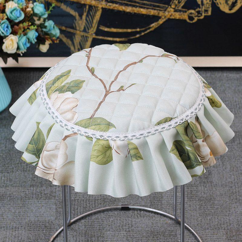 

круглый Чехол для стула круглый Табурет Нескользящий Маленький Чехол для подушки Все включено Универсальный Комод Европейская Кожа Подушка для скамьи Тканевый Чехол для сиденья Lotus Blue Circular diameter 30cm [4 straps]]