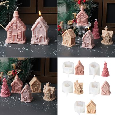 Christmas House Candle Molds House Shape Silicone Molds Plaster Molds Craft Supplies for Home Christmas Decorations