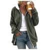 Women's Casual Solid Color Loose Plush Hooded Jacket With Pockets Zippered