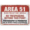 Area51AlienWarningSign Area 51 Restricted Area Metal Sign 8x12" - "No Trespassing" Conspiracy Theory Alien Wall Plaque