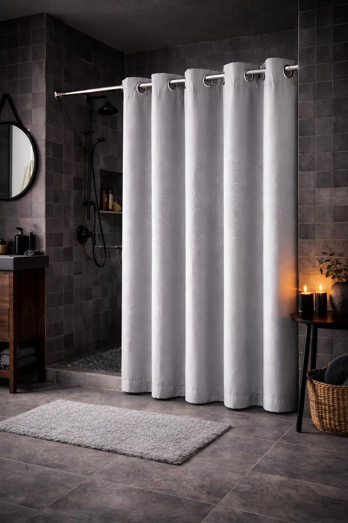 Tenda Doccia 200X240 Impermeabile Leggera Con Occhielli Grigio Chiaro