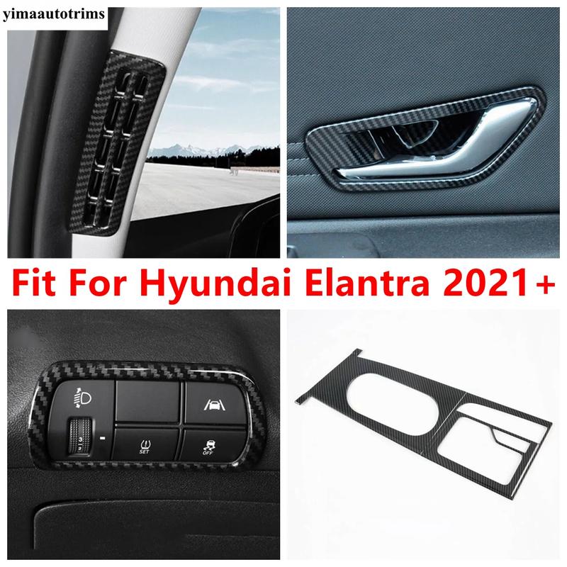 Pillar A Air Vent / Head Lamp Button / Handle Bowl / Gear Shift Water Cup Cover Trim Accessories For Hyundai Elantra -