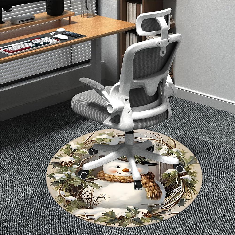 

1pc Snowman wreath Chair Carpet for Office Non-Slip, Machine Washable Rug for Office, Room - Holiday Decor, Machine Made yy251016172 80cm by 80cm