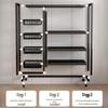 Adjustable Kitchen Storage Rack with Mesh Baskets