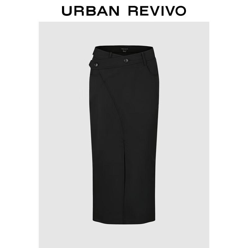 UR 2025 Autumn Irregular Back Slit Midi Skirt S