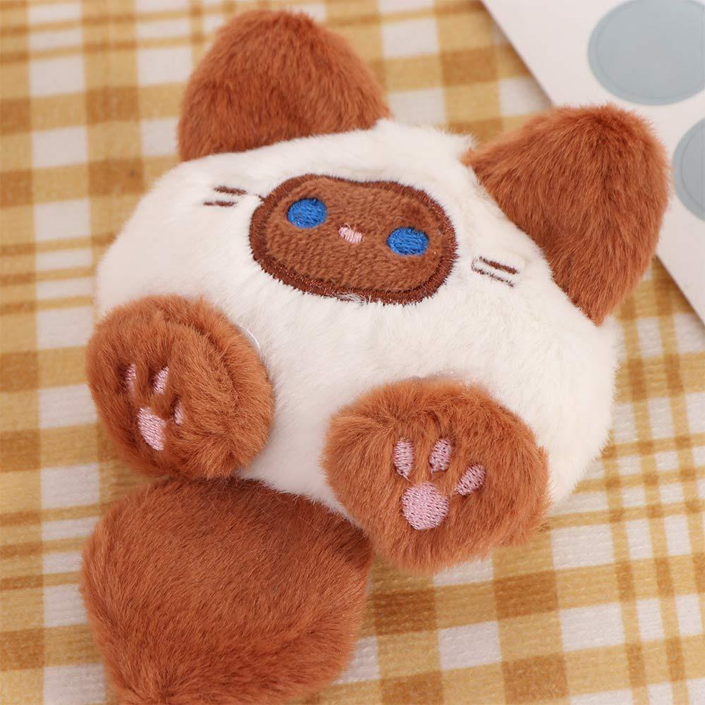 Soft Cute Cat Plush Doll Plush Brooch Animal Plush Key Chain Coffee Cat Plush Keychain  Kid Girls