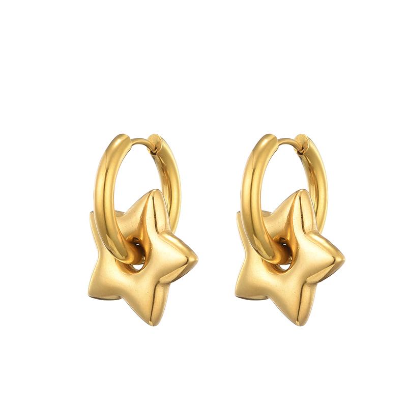 Classic Stainless Steel Heart Star Hoop Earrings For Women Punk Hip Hop Gold Silver Color Y2K Jewelry Female Earrings Oorbellen