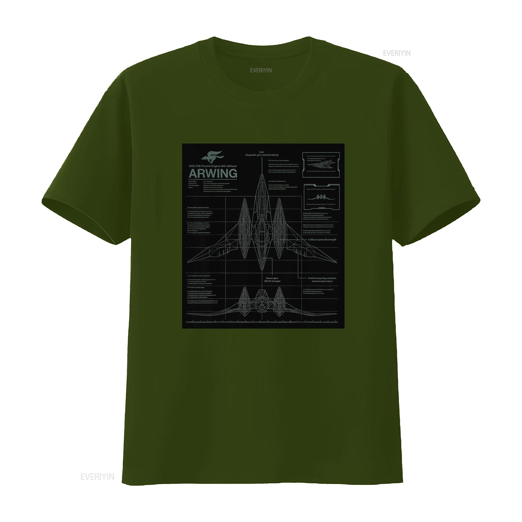 

Star Fox Mens T Shirt Starfox Arwing Schematics Unique Gaming Design vintage Washed homme Stretched Stylish Slightly L
