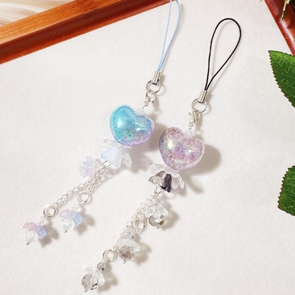 Floral Design Flower Bag Pendant Sweet Mobile Phone Pendant Heart-Shaped Keychain  Key Accessory