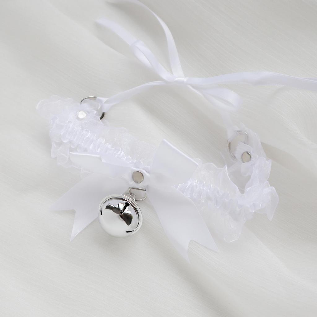 Zabawny Choker z Koronkowym Wykończeniem, z Kokardką i Dzwoneczkiem