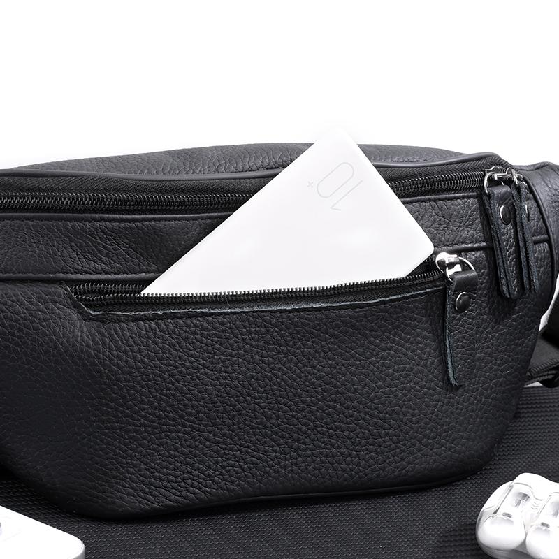 Leather Waist Bag for Men Casual Crossbody Fanny Pack with Adjustable Belt