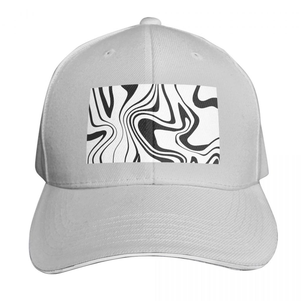 Black and White Trippy Print Baseball Cap Ball Cap Thermal Visor Designer Hat Big Size Hat Unisexs Caps Womens