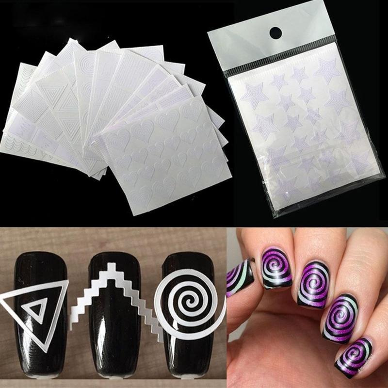 12 szt. DIY Artystyczne Końcówki Styl Francuski Piękno Puste Szablony Uśmiechu Naklejki Linia Fali Narzędzia do Manicure