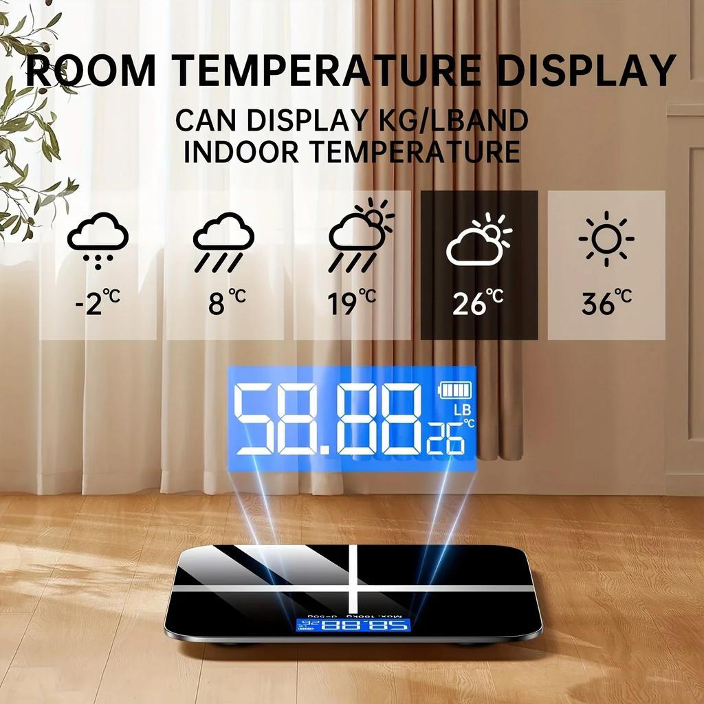 Multi-Purpose LED Body Weight Scale Up to 396 Pounds/180 Kilograms, Tempered Glass Bathroom Scale for Home-Portable