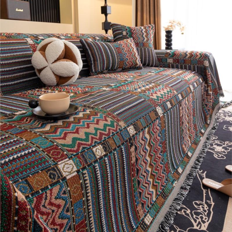 Sofabezüge Chenille Sofamatten Landhausstil Überwurfdecken Matten Ganzjahres Camping Picknick Persischer Stil Sofabezug Polster 180x180cm gray