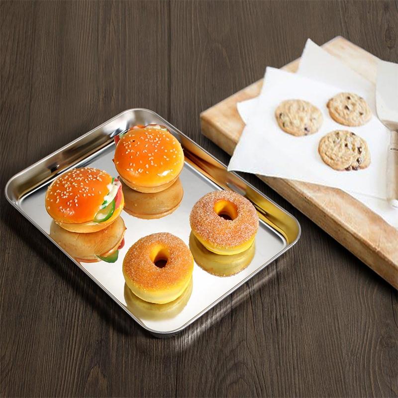 3pcs Baking Sheet Pan Stainless Steel Barbecue Grill Rectangle Trays Non-stick Rust Free Baking Dishes Toaster Oven Bakeware