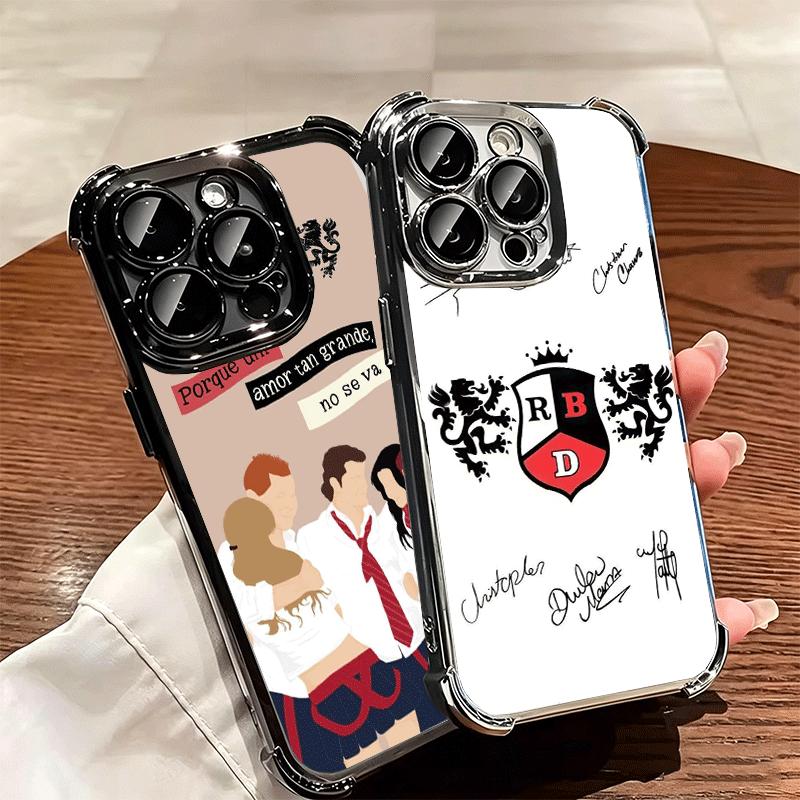 F-Fashion RBD R-Rebelde Plating Phone Case For Iphone 16 17 Pro Max Air 16E 14 15 Plus 12 13 Mini Anti-Fall Airabag Cover