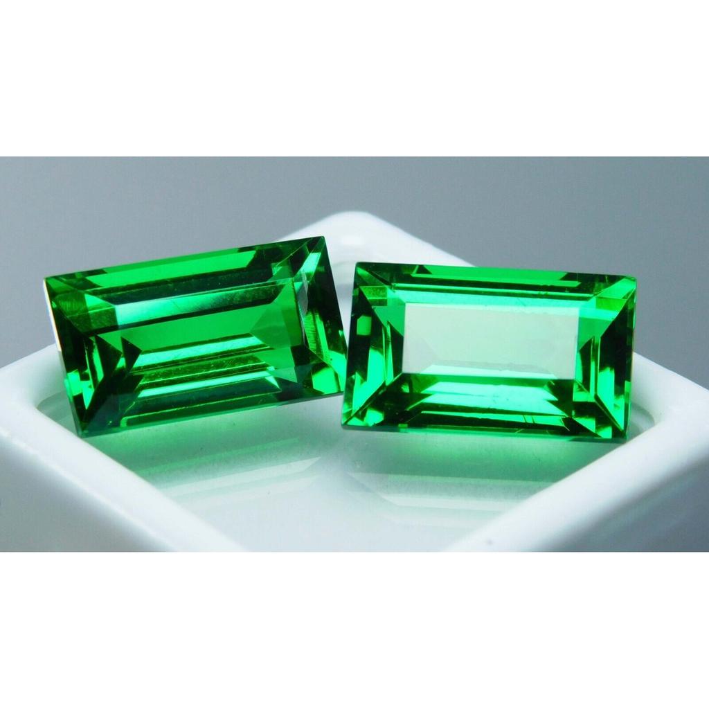 17.85 Ct NATURAL Tsavorite GARNET Green Emerald Shape Gemstone Pair