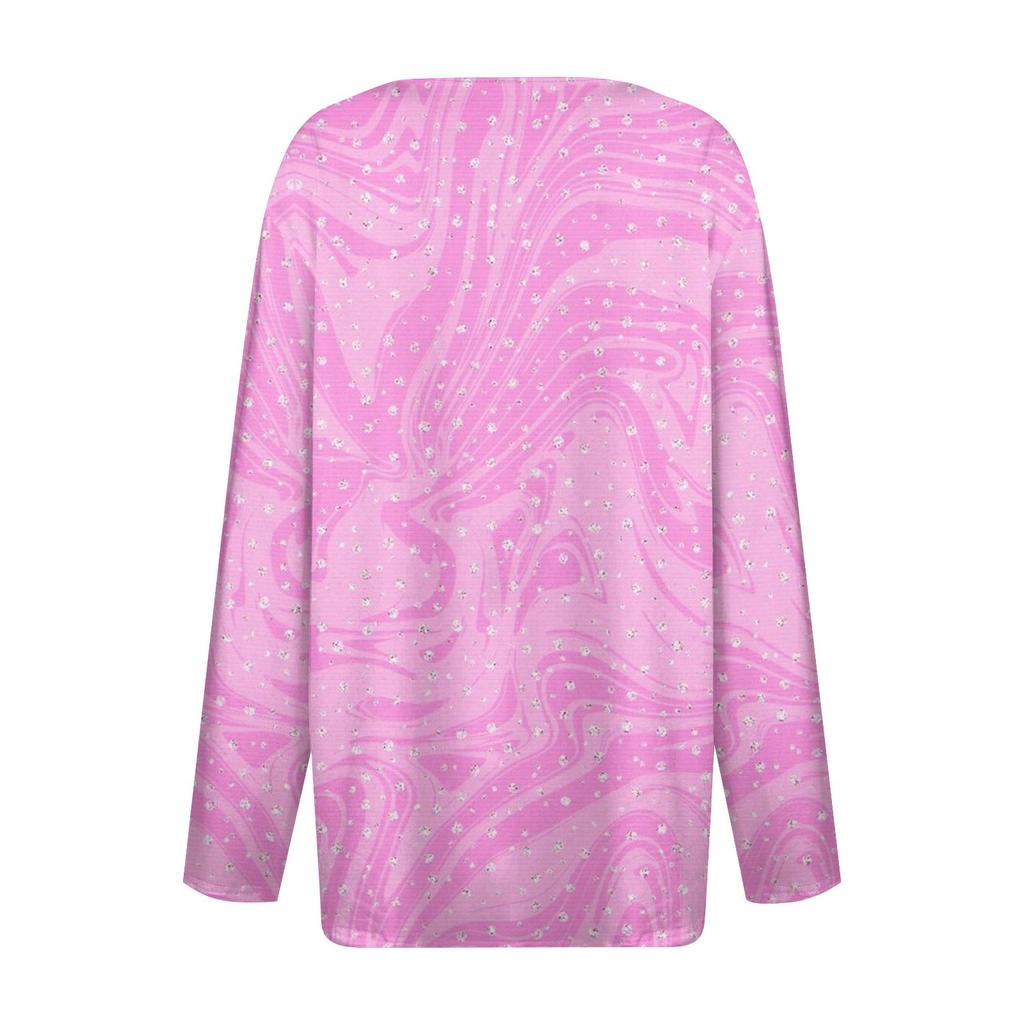 Damska koszulka z nadrukiem na guziki, z długim rękawem, codzienna, weekendowa, modna, podstawowa, dekolt w serek, regularna góra