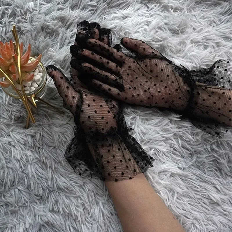 

Уличные УФ-защитные перчатки для верховой езды, экранные дисплеи, вечерние бытовые кружевные дышащие перчатки One size чёрный