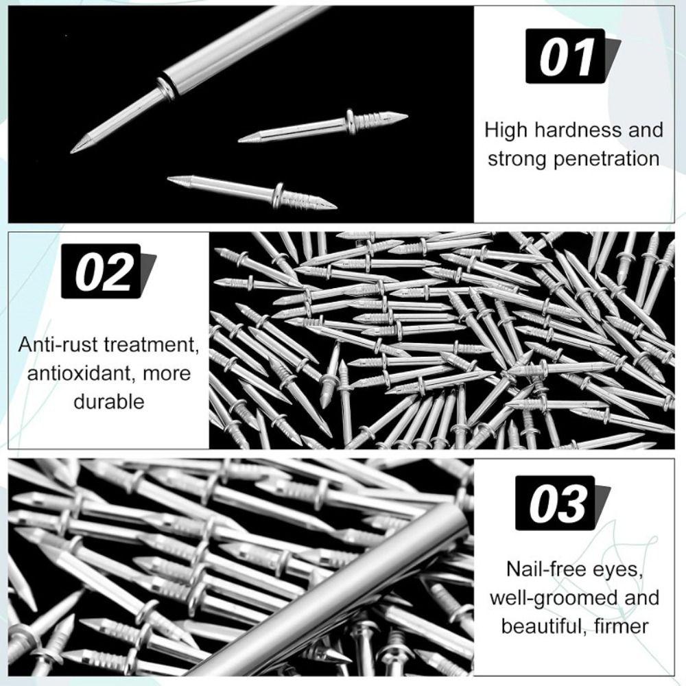 100Pcs with Sleeve Tools Seamless Nails Zinc Plated Corrosion Resistant Skirting Nails Double Head Thread Nails Woodworking