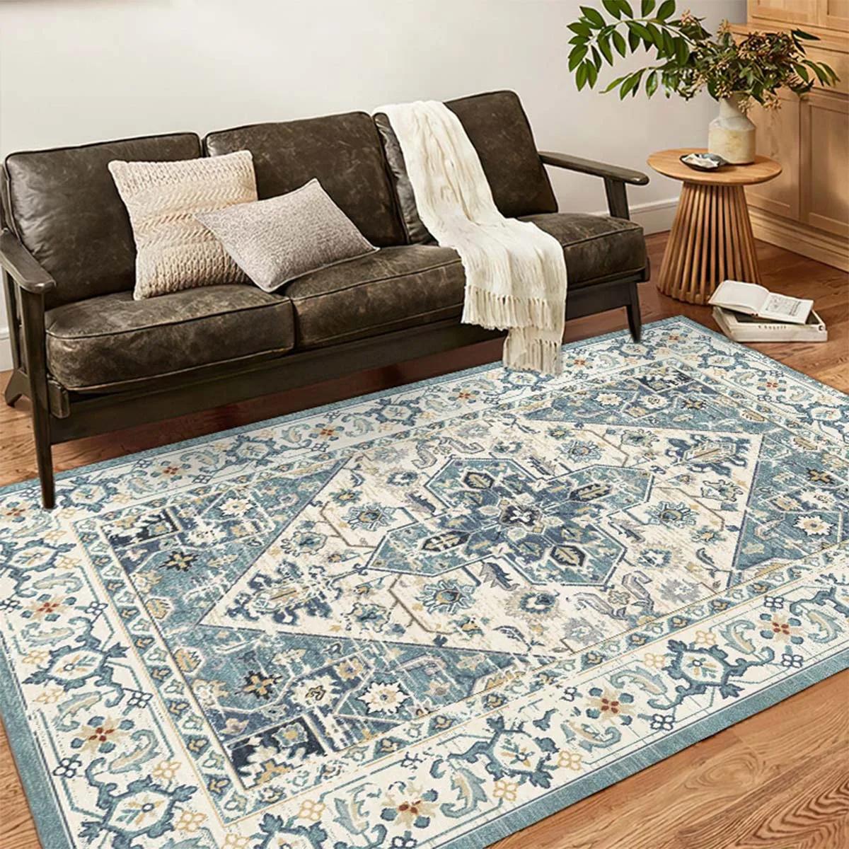 

Ковер для гостиной, большой, стираемый в стиральной машине, коврик для спальни, красный, американский, ретро, этнический стиль, украшение для дома 60x90cm