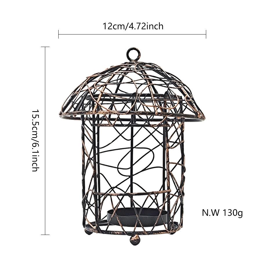 Outdoor Dual-use Wire Birdcage Hanging Basket Candlestick Garden Hanging Basin Decoration Hanging Bird Feeder for Outdoor Gifts