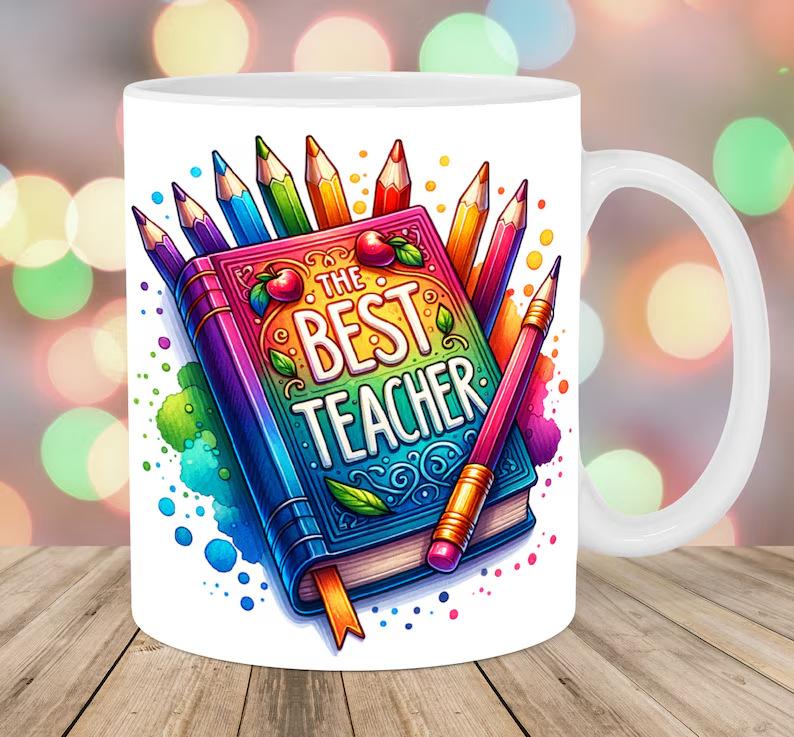 The Best Teachers Teachers' Day Ceramic Coffee Mug Sub-Book Water Cup Book Apple Pencil Gift