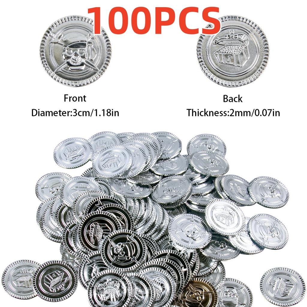 Pirate Treasure Chests Fake Gold Silver Copper Coins Gemstones Plastic Acrylic Toys Children Kids Gifts Halloween Party Props