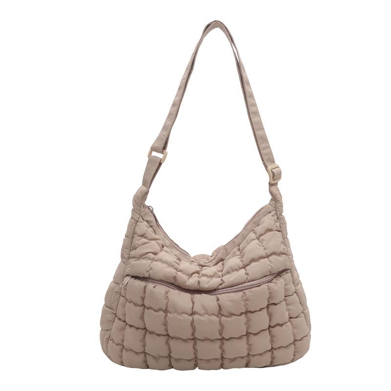 Quilted Puffer Shoulder Bag for Women Large Capacity Tote Sling Bag Casual Crossbody Satchel Bag Female Handbag