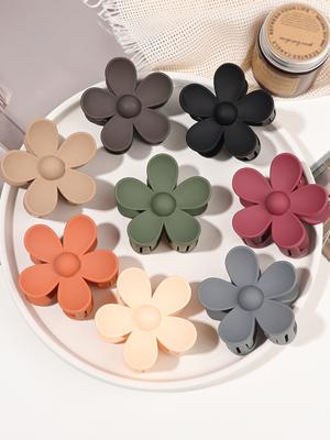 8PCS Flower Hair Clips for Thick Hair Large Strong Hold Cute Matte Claw Clips 8Colors Hair Barrettes for Women Girls