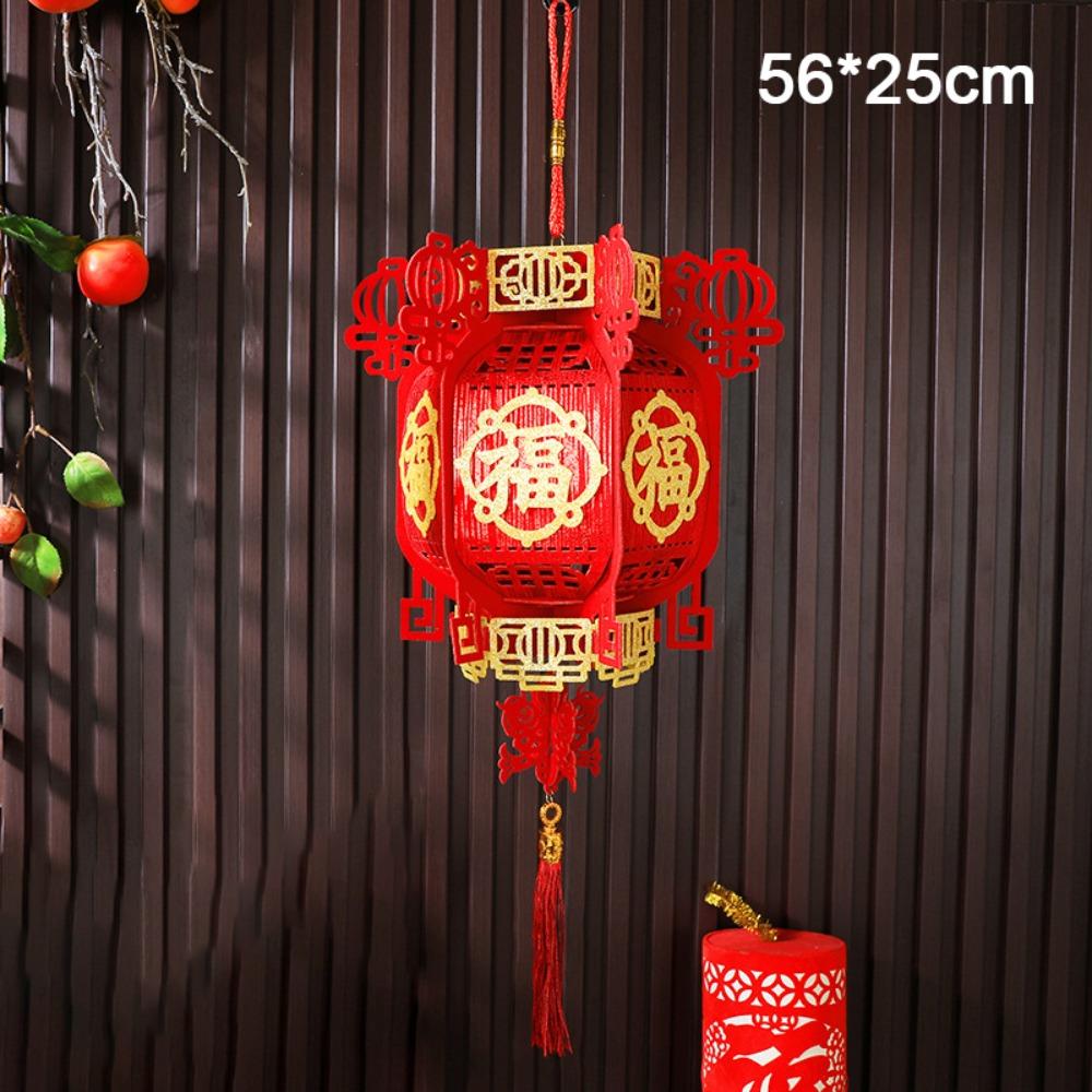 New Non-woven Chinese Lanterns Red 3D Festival Hanging Lanterns Handmade DIY New Year Lantern New Year