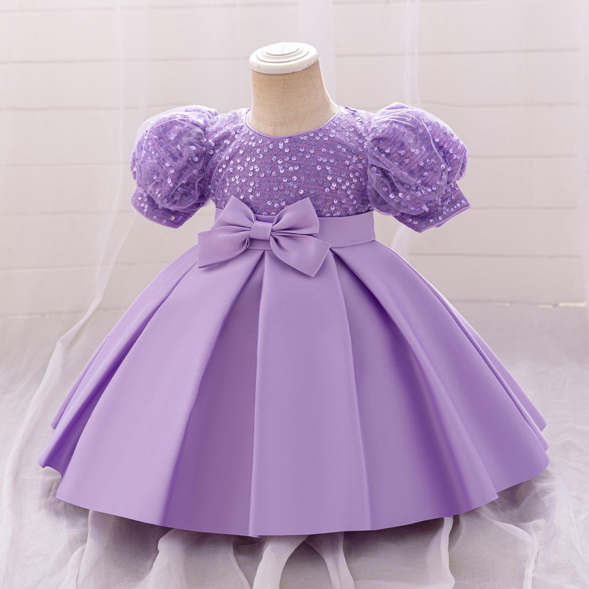 

Платье принцессы с пайетками и рукавами-фонариками для девочек-цветочниц для малышей и младенцев 12-18M светло-фиолетовый