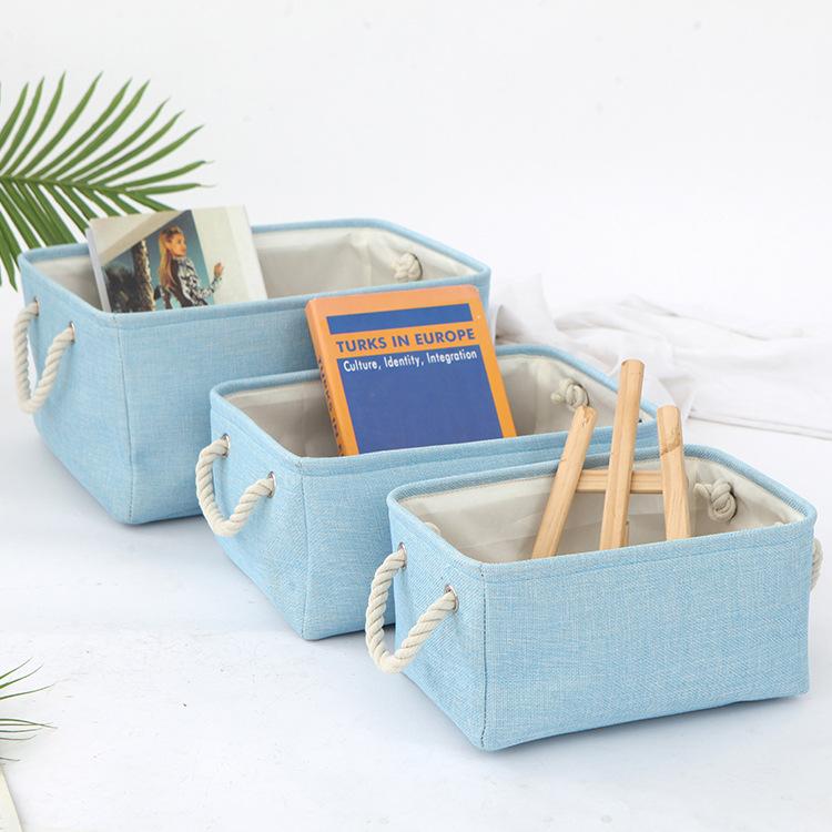 Stylish Linen Storage Basket Desktop Organizer for Home Office Organization