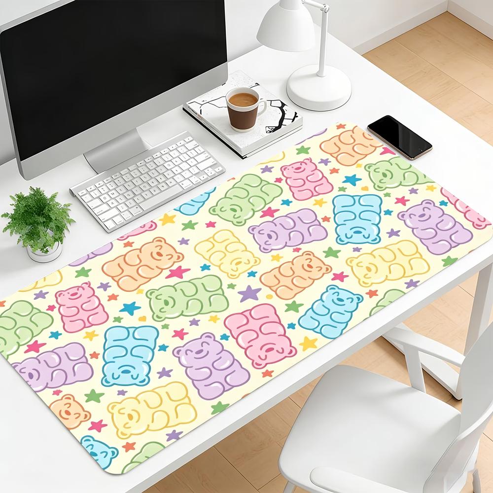 Cute Gummy Bear Large Extended Gaming Mousepad Non Slip Desk Mat Colorful Bear Keyboard Mousepad For Laptop Desktop Office Decor