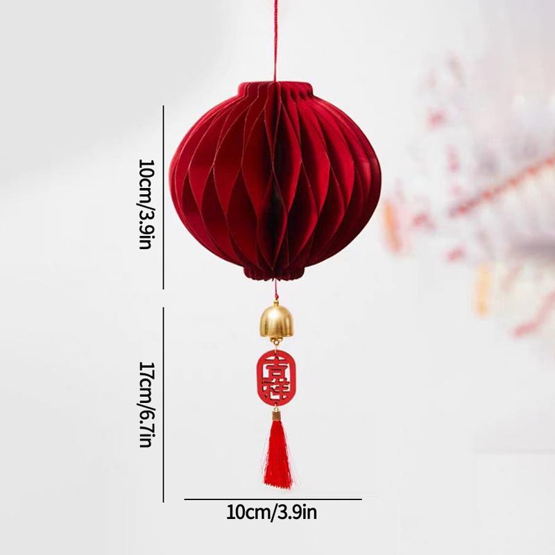 3D Chinese New Year Decorations 2026 Spring Festival Honeycomb Lucky Hanging Ornament Paper Lanterns Ornament with Bell Decor