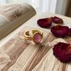 Retro Gold Color Irregular Metal Ring for Women Men Stainless Steel Natural Tiger Eye Opening Ring Aesthetic Dating Jewelry