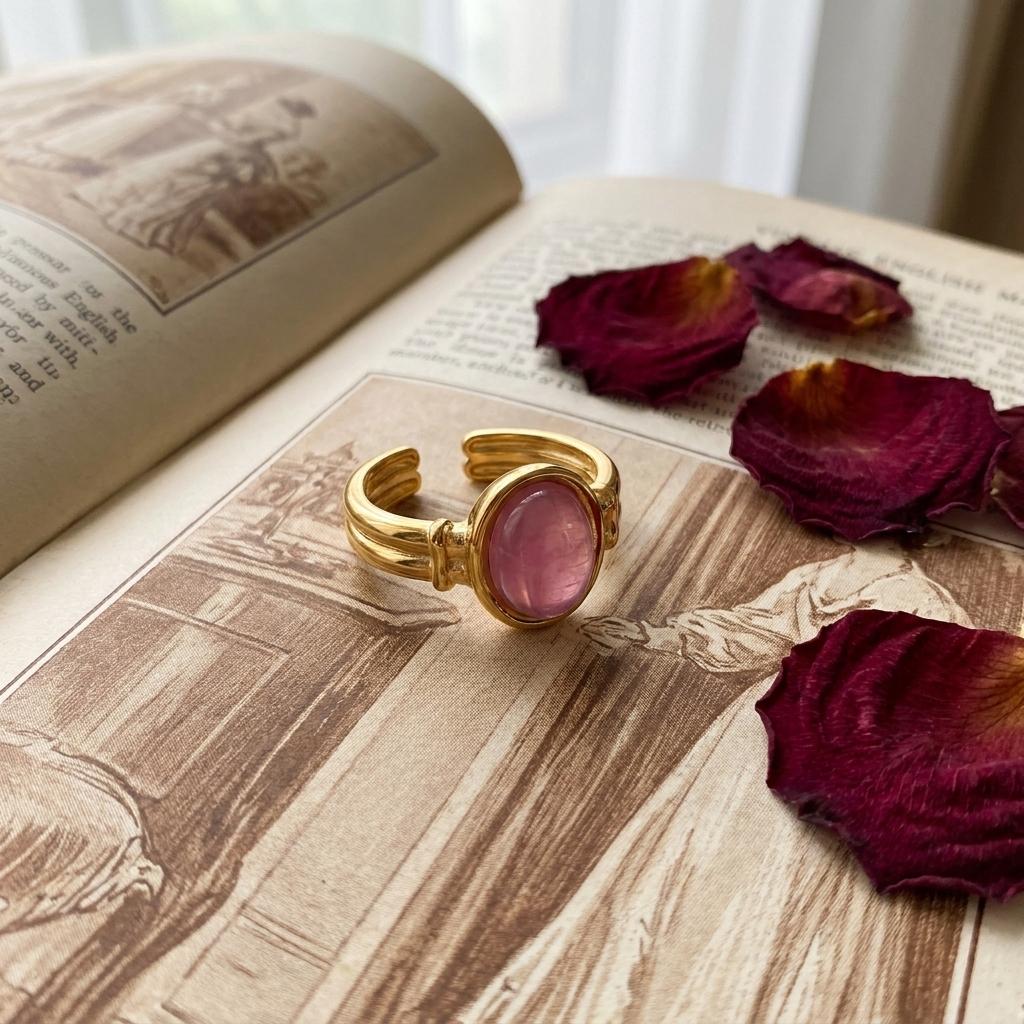 Retro Gold Color Irregular Metal Ring for Women Men Stainless Steel Natural Tiger Eye Opening Ring Aesthetic Dating Jewelry