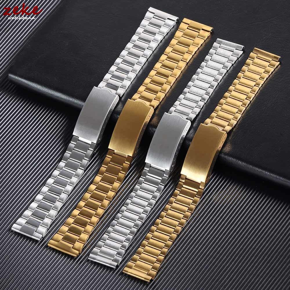 Stainless Steel Watch Band Folding Buckle Strap 12mm 14mm 18mm 20mm Metal Bracelet Silver Gold Universal Watchband for Men Women